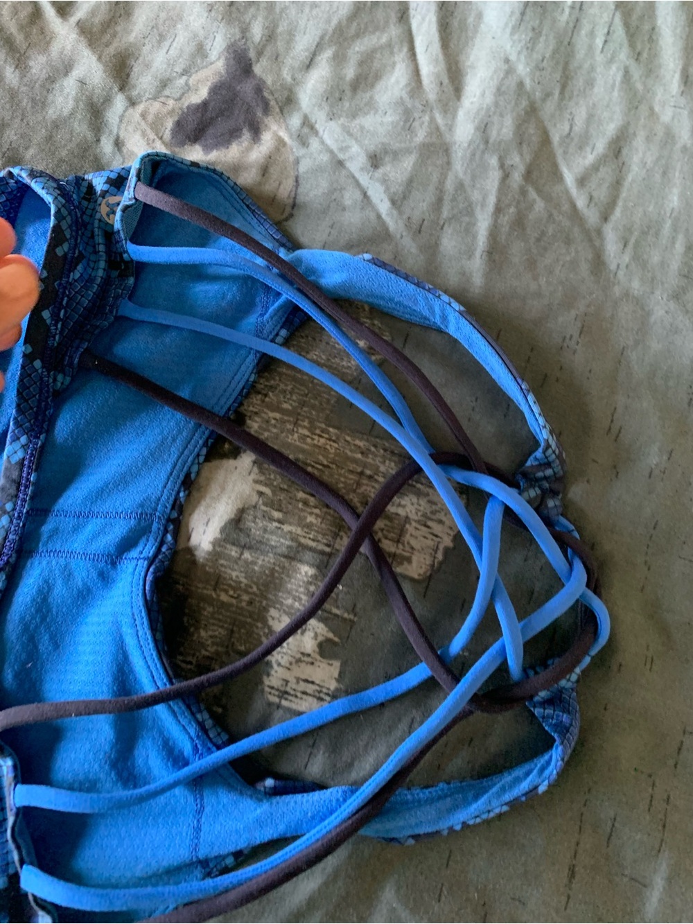 lululemon athletica Blue Strappy Sports Bra with Dark Trim